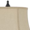 Metal Body Table Lamp with Fabric Tapered Bell Shade, Beige and Black