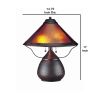 Pot Bellied Metal Body Table Lamp with Conical Mica Shade, Bronze