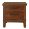 Wooden Nightstand with Chamfered Legs and 2 Spacious Drawers, Brown