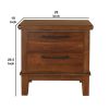 Wooden Nightstand with Chamfered Legs and 2 Spacious Drawers, Brown