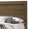 Transitional Style Wooden Eastern King Bed with Raised Molding Trim, Brown