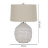 Textured Ceramic Frame Table Lamp with Fabric Shade, Beige and White