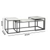 3 Piece Occasional Table, Metal Frame, Marble Top, White and Black