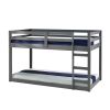 Twin Wooden Frame Loft Bed with Built In Ladder, Gray