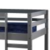 Twin Wooden Frame Loft Bed with Built In Ladder, Gray