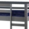 Twin Wooden Frame Loft Bed with Built In Ladder, Gray