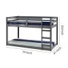 Twin Wooden Frame Loft Bed with Built In Ladder, Gray