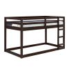 Twin Wooden Frame Loft Bed with Built In Ladder, Espresso Brown