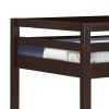 Twin Wooden Frame Loft Bed with Built In Ladder, Espresso Brown