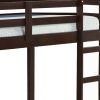 Twin Wooden Frame Loft Bed with Built In Ladder, Espresso Brown