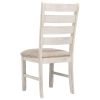Fabric Dining Side Chair with Ladder Back, Set of 2, White and Brown