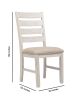 Fabric Dining Side Chair with Ladder Back, Set of 2, White and Brown