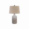 Ceramic Body Table Lamp with Brushed Details, Set of 2, Beige and White