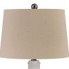 Ceramic Body Table Lamp with Brushed Details, Set of 2, Beige and White