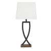 Criss Cross Metal Table Lamp with Fabric Shade, Set of 2, Gray and White