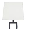 Criss Cross Metal Table Lamp with Fabric Shade, Set of 2, Gray and White
