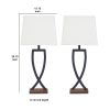 Criss Cross Metal Table Lamp with Fabric Shade, Set of 2, Gray and White