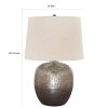 Bellied metal Body Table Lamp with Splotched Details, Brass and Cream