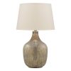 Mercury Glass Table Lamp with Drum Shade, Gold and Beige