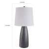 Vase Shape Resin Table Lamp with Fabric Shade, Set of 2, Gray and White