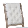 Button Tufted Fabric Side Chair with Cabriole Legs,Set of 2,Brown and Cream