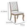 Button Tufted Fabric Side Chair with Cabriole Legs,Set of 2,Brown and Cream