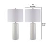 Carved Ceramic Base Table Lamp with Drum Shade, Set of 2, White
