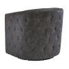 31 Inch Barrel Back Leatherette Swivel Accent Chair, Black
