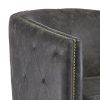 31 Inch Barrel Back Leatherette Swivel Accent Chair, Black