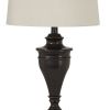 Metal Table Lamp with Turned Pedestal Base, Set of 2, Bronze