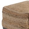 Cube Shape Jute Pouf with Braided Design, Black and Brown