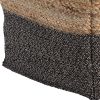 Cube Shape Jute Pouf with Braided Design, Black and Brown
