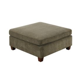 37 Inches Fabric Upholstered Wooden Ottoman, Taupe Brown