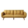 Adjustable Upholstered Sofa with Track Armrests and Angled Legs, Yellow