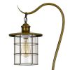 60 Inch Metal Downbridge Design Floor Lamp with Caged Shade, Antique Brass