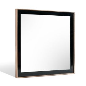 Dual Tone Stainless Steel Frame Wall Mirror, Black and Gold