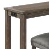 4 Piece Wooden Counter Height Table with Fabric Padded Stool, Brown
