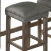 4 Piece Wooden Counter Height Table with Fabric Padded Stool, Brown