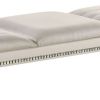 Tufted Leatherette Seater Wooden Bench with Mirror Accents, White