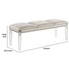Tufted Leatherette Seater Wooden Bench with Mirror Accents, White