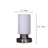 Cylindrical Glass Shade Table Lamp with Touch Switch, White