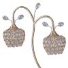 Floral Tree Design Metal Table Lamp with Dome Shade and Crystals, Gold