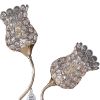 Metal Table Lamp with Floral Trumpet Shade and Crystal Accents, Gold