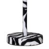 Fabric Wrapped Table Lamp with Animal Print, White and Black