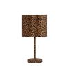 Fabric Wrapped Table Lamp with Dotted Animal Print, Brown and Black