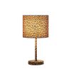 Fabric Wrapped Table Lamp with Dotted Animal Print, Brown and Black
