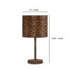 Fabric Wrapped Table Lamp with Dotted Animal Print, Brown and Black