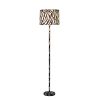 Fabric Wrapped Floor Lamp with Animal Print, White and Black