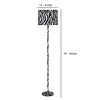 Fabric Wrapped Floor Lamp with Animal Print, White and Black
