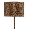 Fabric Wrapped Floor Lamp with Dotted Animal Print, Brown and Black